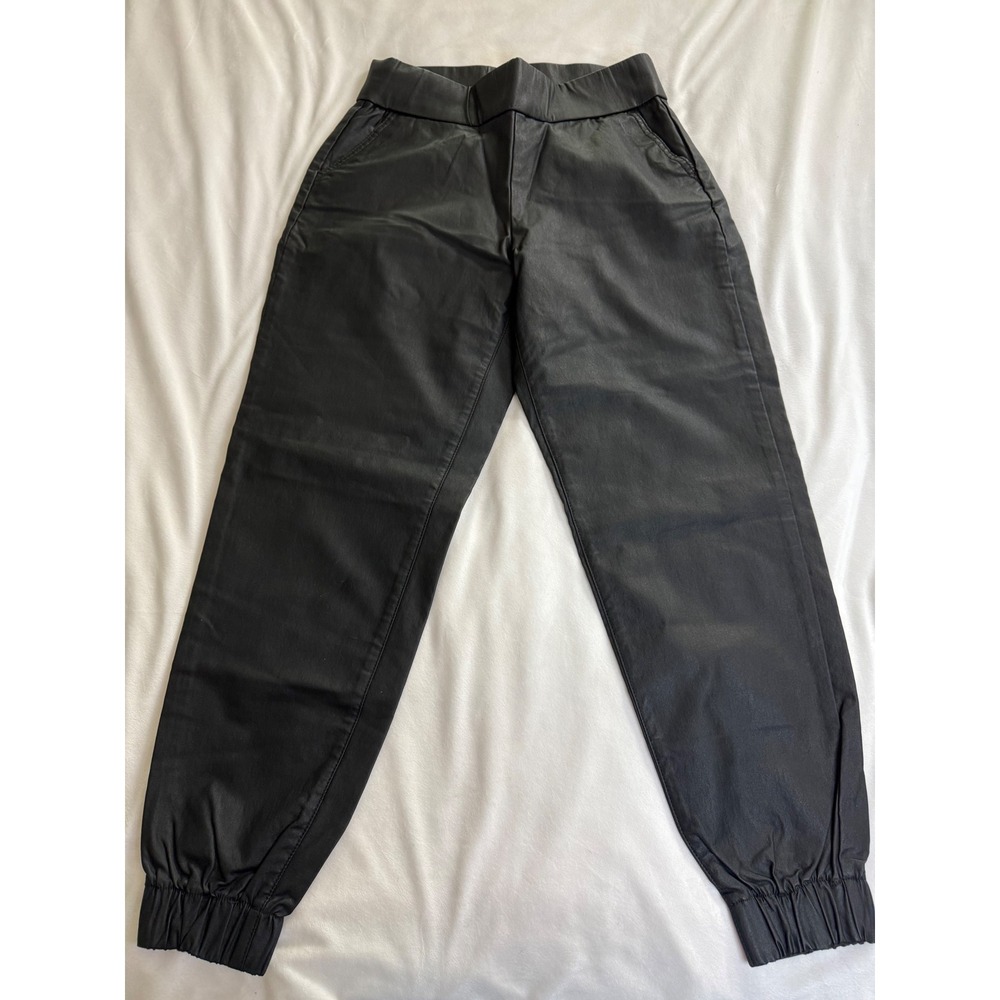 New York & Company Black Coated Jogger Pants Faux Leather High Waist Size M